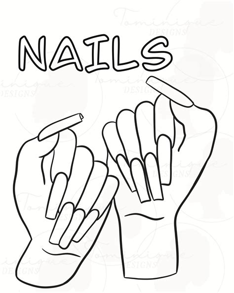 nails coloring page paint  sip art etsy