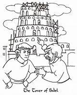Babel Tower Coloring Pages Bible Kids Printable Drawing Colouring Two Color Van School Story Arguing People Argue Front Man Clipart sketch template