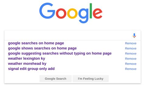 updated google home page search box  shows   searches