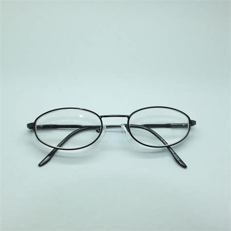 reading glasses oval polished black metal wire frame strong