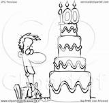 Coloring Line Cartoon Cake Birthday Guy Clipart Hungry Drooling Illustration Over Royalty Toonaday Rf Leishman Ron sketch template