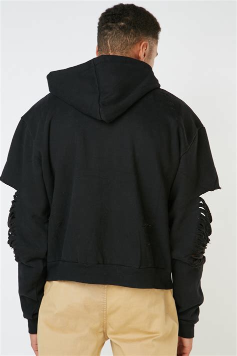 black distressed hoodie