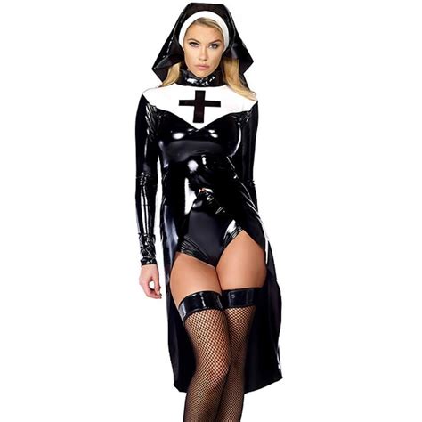 Style Nun Costume Sexy Women S Saintlike Seductress Vinyl Top Panty