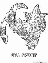Coloring Grunt Gill Skylanders Pages Swap Force Series3 Water Print Printable Colouring Cast Star Color Search sketch template