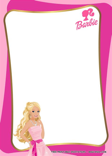 free printable pink barbie birthday party kits template