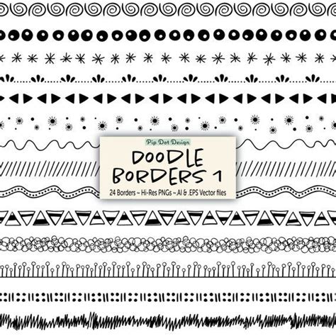 seamless doodle borders  vectors doodle borders etsy