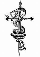 Dagger Stylized Daga Cobra Symbol Punhal Snakes Serpiente Knives Angel Serpent sketch template