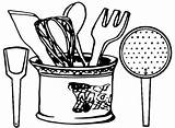 Kitchen Coloring Utensils Pages Wow Set Utensil sketch template