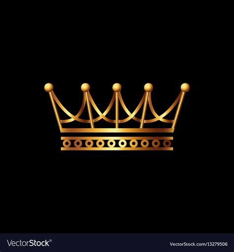crown gold symbol icon  black background vector image