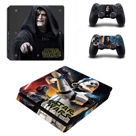 star wars vinyl cover decal ps slim skin  sony playstation  slim console  controllers