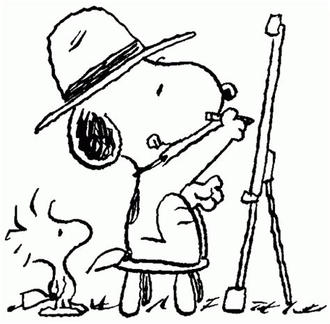 Desenho De Snoopy Pintando Um Quadro Para Colorir Tudodesenhos