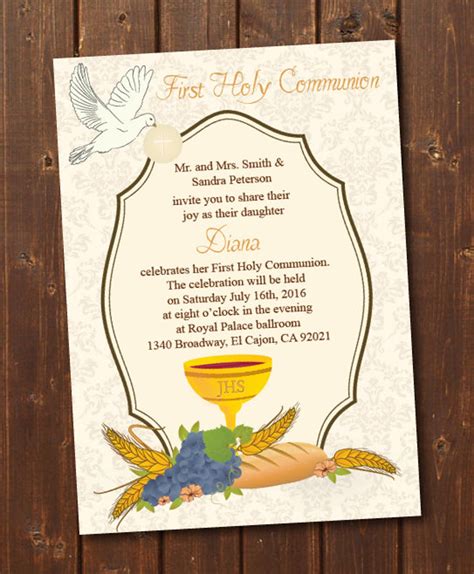 printable  communion invitationfirst holy etsy