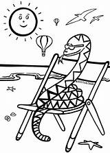 Snake Sunbathing Summer Colouring Seaside sketch template
