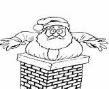 Coloring Pages Stuck Santa Chimney Christmas Claus sketch template