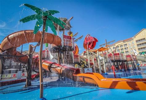 outdoor water park    palm trees