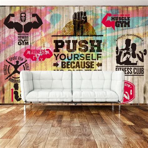 Custom D Murals Wallpaper For Walls D Gym Mural Vintage Plank Sports