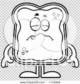 Mascot Jam Sick Toast Outlined Coloring Clipart Cartoon Vector Thoman Cory sketch template
