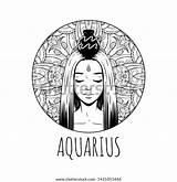 Zodiac Aquarius Horoscope sketch template