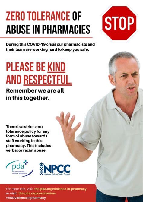 pda  tolerance  abuse  pharmacies posters  pharmacists defence association