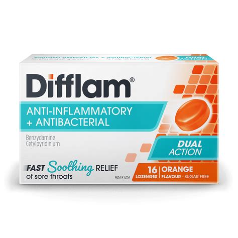 difflam sore throat lozenges orange flavour difflam