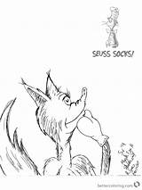 Fox Socks Coloring Pages Thinking Something Printable sketch template