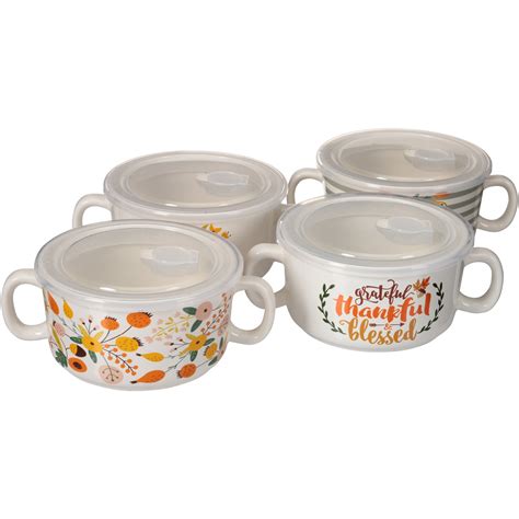 Bowls Home Bone Porcelain Soup Bowls With Lid And Handle 35 3 Oz Large