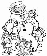 Coloring Christmas Snowman Pages Winter Print sketch template