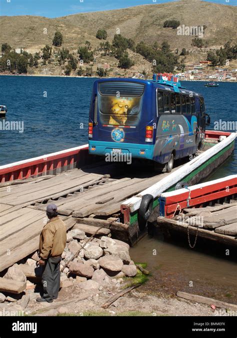 wooden barge ferry   transport vehicles   southern   lake titicaca
