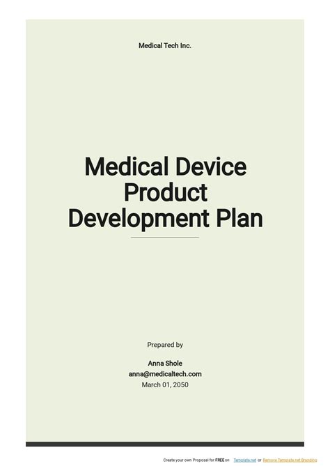 medical device product development plan template google docs word apple pages