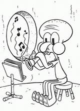 Coloring Squidward Pages Tentacles Kids sketch template