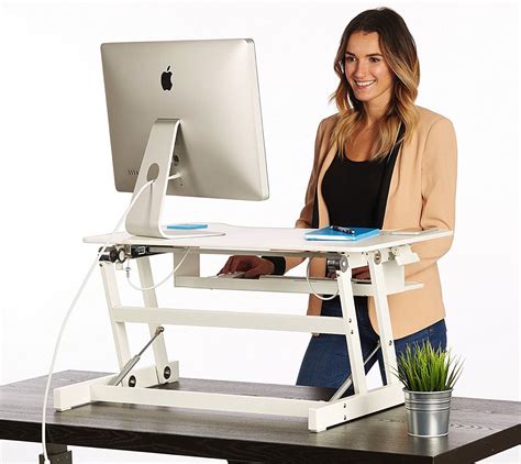 white standing desk  deskriser height adjustable heavy duty