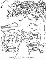 Coloring Pages Harvest Autumn Apple Farm Kids Printable Tree Fall Bible Visit Colouring Pumpkin Christian sketch template