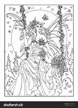 Coloring Pages Fairy Enchanted Adult Shutterstock Colouring Adults Books Book Sheets Color Ups Grown Round Therapy sketch template