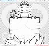 Proboscis Monkey Coloring Outlined Behind Wooden Sign Designlooter Clipart Vector Cartoon  Has sketch template
