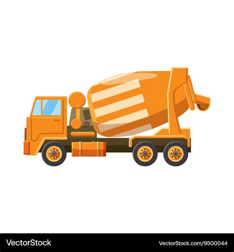 orange truck concrete mixer icon cartoon style vector image