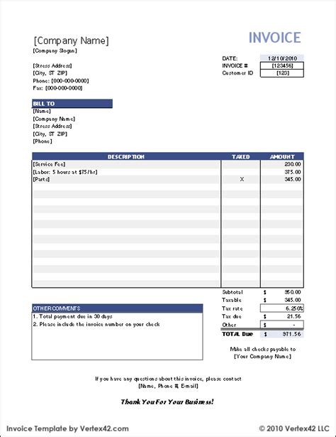 invoice templates  printable docs xlsx  formats samples examples forms
