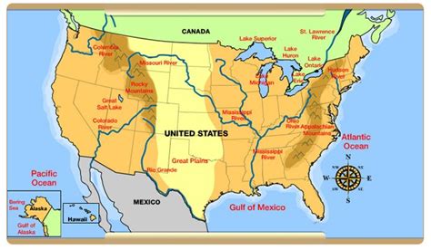 map of the major geographic features of the u s interactives historymap