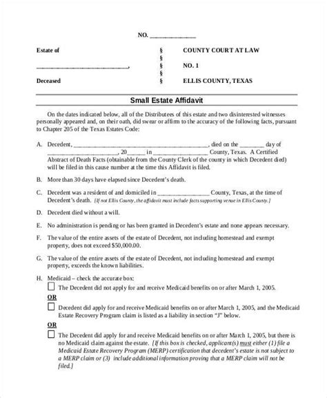 affidavit forms   ms word excel
