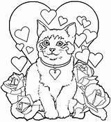 Coloring Pages Valentine Valentines Puppy Cats Cat Sheets Animal Choose Board Uploaded User sketch template