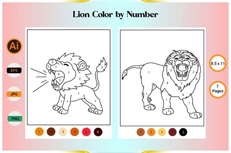 lion color  number illustration par sakil design creative fabrica