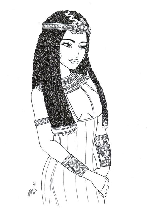 egyptian princess   hellenielsen traditional art drawings
