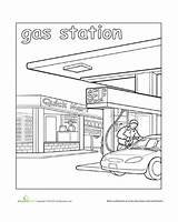 Station Gas Community Worksheets Coloring Town Pages Places Worksheet Street Main Kids Paint Helpers Choose Board Down sketch template