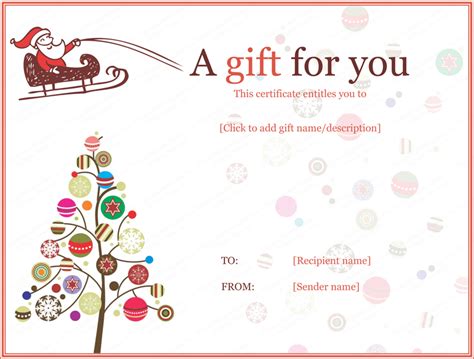 christmas gift certificate templates  editable printable designs