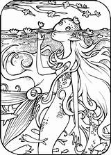 Coloring Pages Mermaid Pow Wow Characters Fancy Colouring Template sketch template