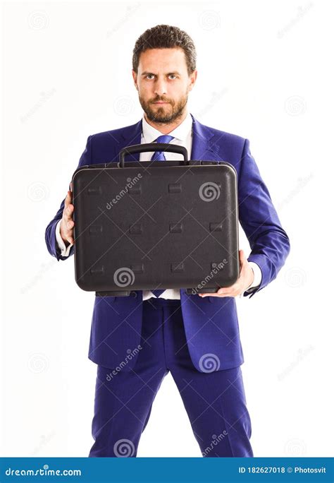 man carries black case  hands businessman presenting briefcase stock photo image