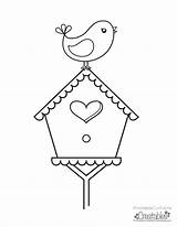 Bird Coloring Birdhouse House Printable Drawing Pages Perched Colouring Clipart Kids Birds Embroidery Patterns Template Cute Ages Printablecuttablecreatables Sheets Popular sketch template