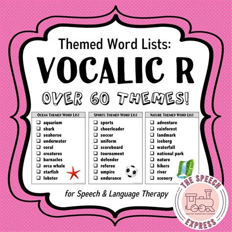 themed word lists vocalic  cards  speech express
