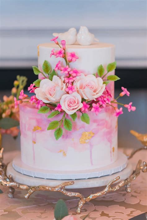 perfectly pink wedding bridesmaids confession floral cake