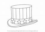 Hat Uncle Draw Sam Drawing Step Hats Sams sketch template