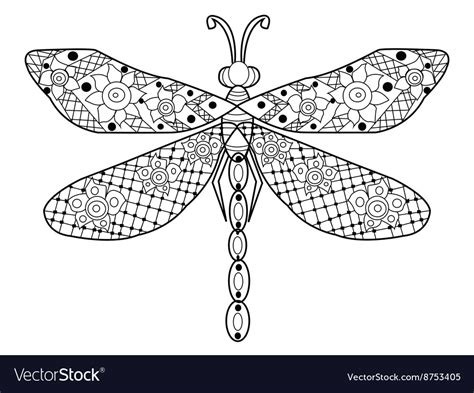 dragonfly coloring  adults royalty  vector image